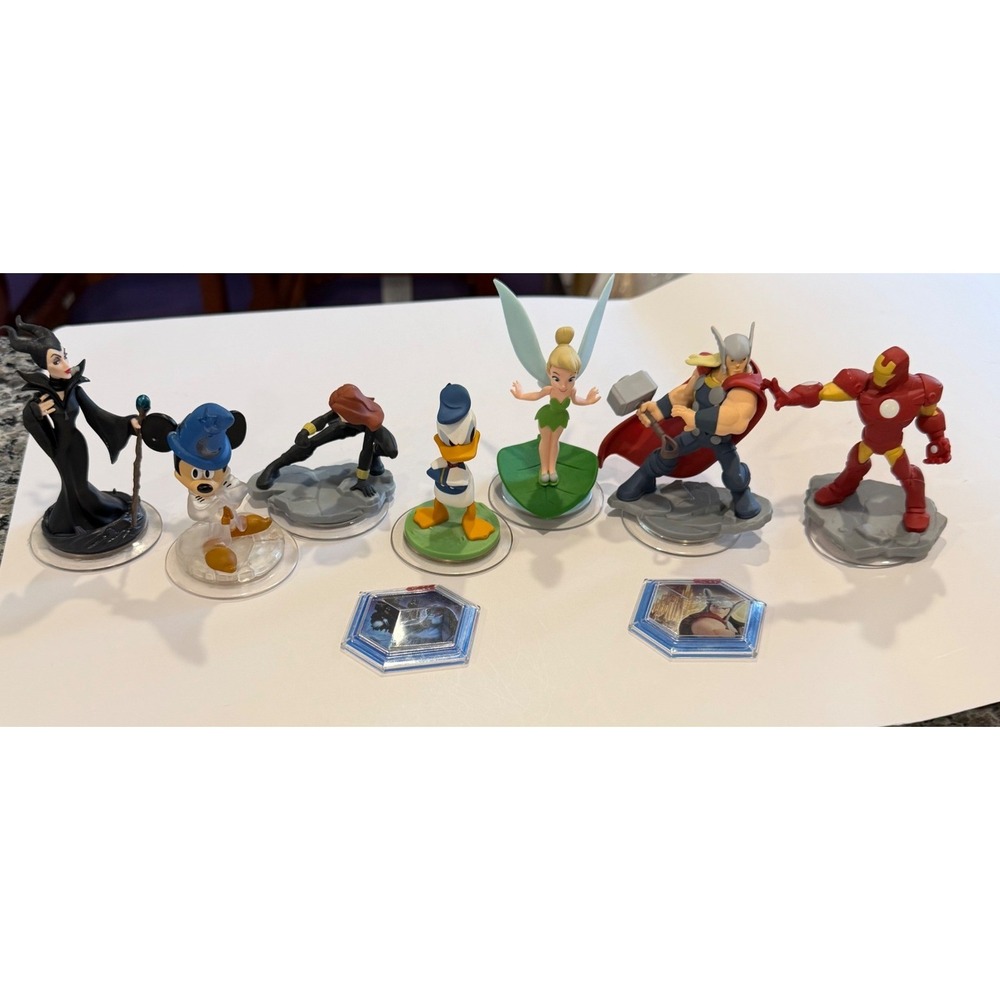 Disney Infinity 2.0 3.0 Figure Lot Mickey Maleficent Thor Iron Man Power Discs